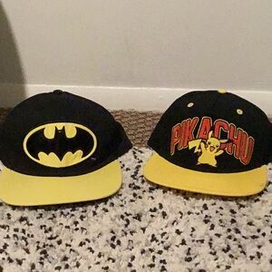 Kids Batman and Pikachu Costume Hats - Black and Yellow